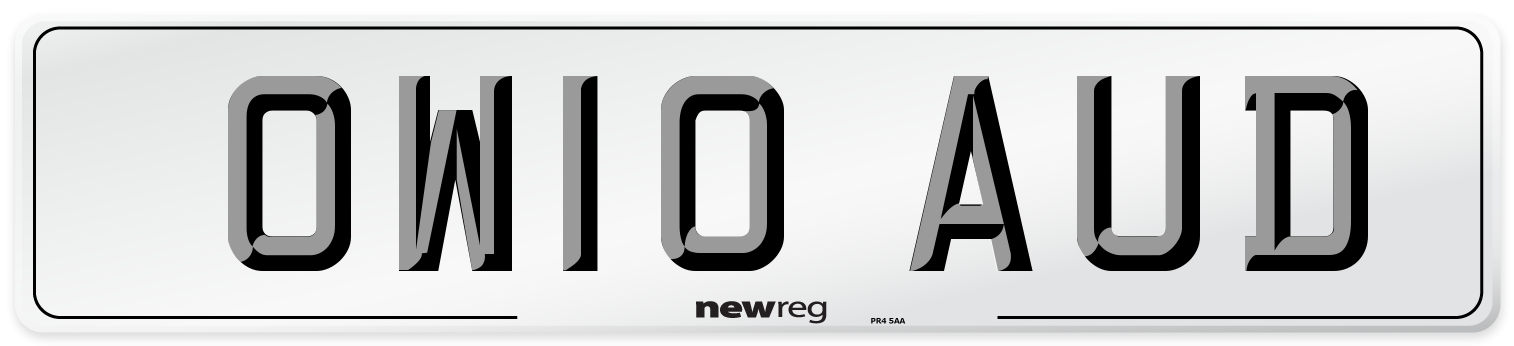 OW10 AUD Number Plate from New Reg